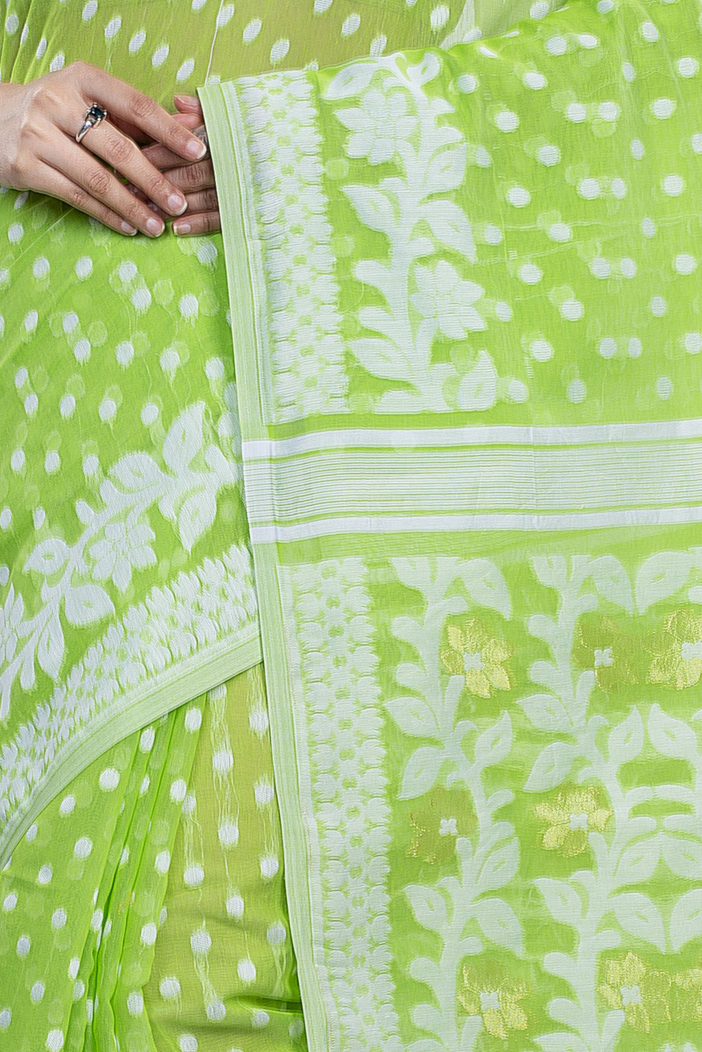 Green Pure Cotton Boll_Jamdani Jamdani Saree (813)